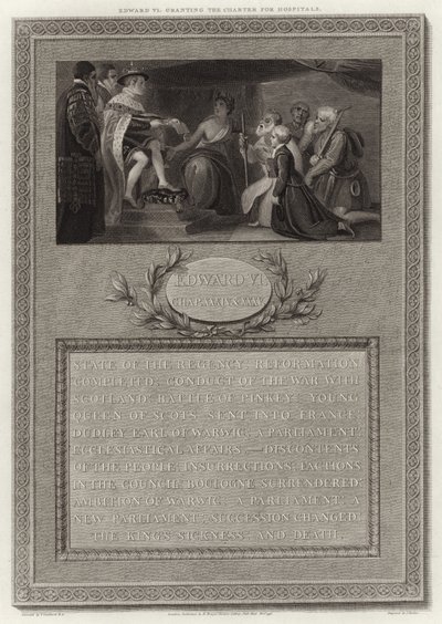 Eduard VI gewährt die Charta für Krankenhäuser von English School