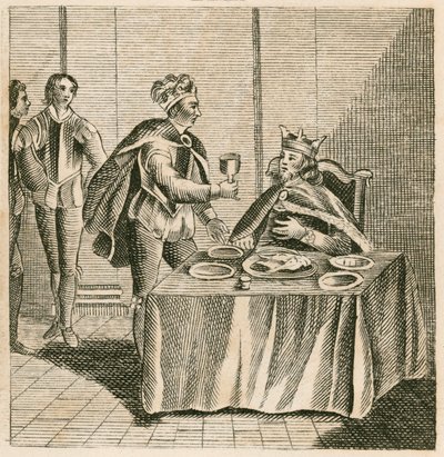 Edward, der Schwarze Prinz, bedient seinen Gefangenen, König Johann II. von Frankreich von English School