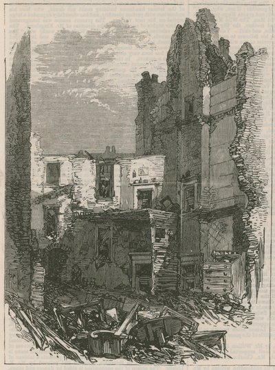 Folgen der Explosion in Clerkenwell: Innenräume der Häuser in der Corporation Lane von English School
