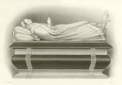 Abbild von Maria Stuart auf ihrem Grab in der Westminster Abbey von English School