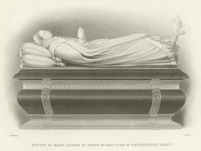 Abbild von Maria Stuart auf ihrem Grab in der Westminster Abbey von English School