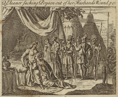 Eleanor von Kastilien, Königin von König Eduard I. von England, saugt Gift aus der Wunde ihres Mannes, erlitten bei einem Attentat in Akkon, 1272 von English School