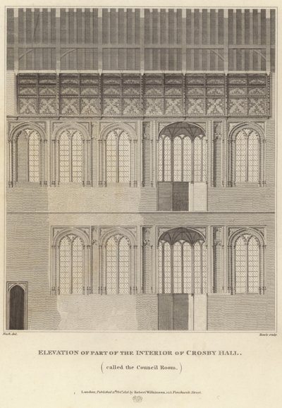 Ansichten eines Teils des Innenraums von Crosby Hall von English School