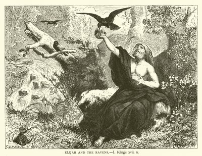 Elia und die Raben (I, Könige, xvii, 6) von English School