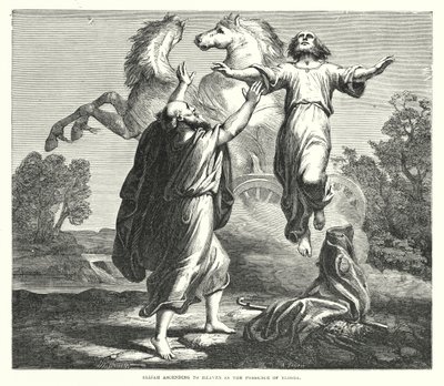 Elija steigt in den Himmel auf in Anwesenheit von Elisa (Gravur) von English School