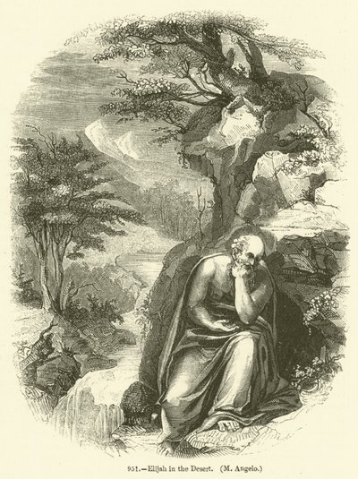 Elija in der Wüste, M Angelo (Stich) von English School