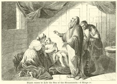 Elija erweckt den Sohn der Schunemiterin zum Leben, 2 Könige, iv von English School