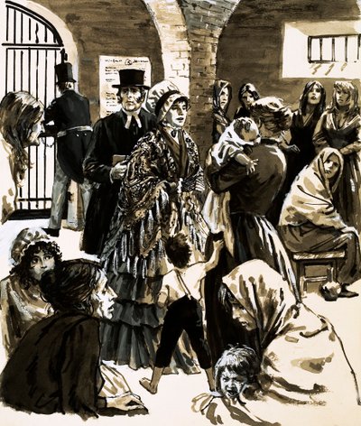 Elizabeth Fry wurde nach einem Besuch im Newgate-Gefängnis eine Verfechterin der Gefängnisreform von English School