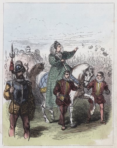 Elizabeth überprüft die Truppen in Tilbury von English School