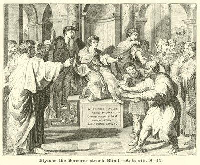 Elymas der Zauberer wird blind, Apostelgeschichte, xiii, 8, 11 von English School