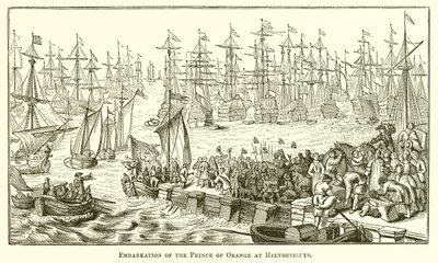 Einschiffung des Prinzen von Oranien in Helvoetsluys von English School