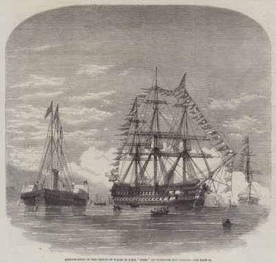 Einschiffung des Prinzen von Wales in die HMS "Hero" in Plymouth nach Kanada von English School