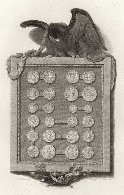 Englische Münzen von Heinrich II. bis Heinrich III. von English School