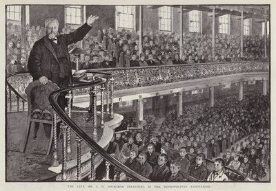 Charles Haddon Spurgeon predigt im Metropolitan Tabernacle, London von English School