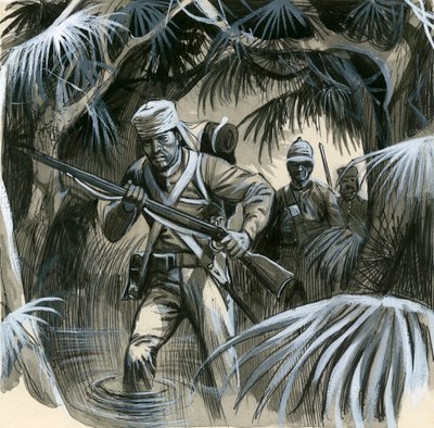 Englische Soldaten in Indien im 19. Jahrhundert von English School