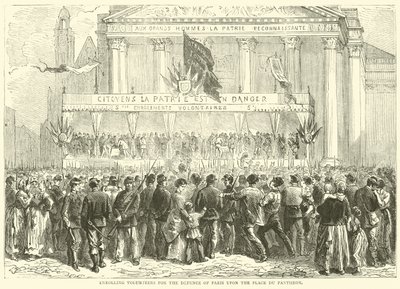 Einschreibung von Freiwilligen zur Verteidigung von Paris auf dem Place du Pantheon, Oktober 1870 von English School