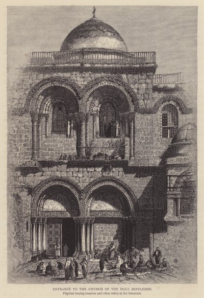 Eingang zur Kirche des Heiligen Grabes (Gravur) von English School