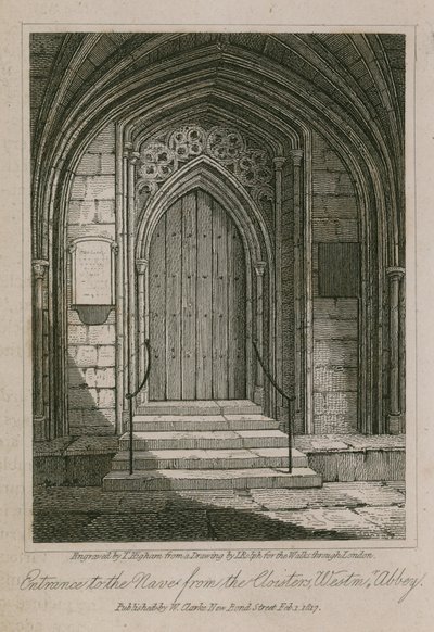 Eingang zum Kirchenschiff von den Kreuzgängen, Westminster Abbey, London von English School