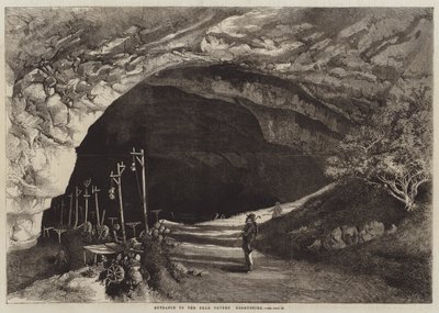 Eingang zur Peak Cavern, Derbyshire (Stich) von English School