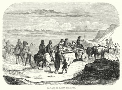 Esau und seine Familie ziehen fort (Gravur) von English School