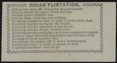 Begleitkarte mit dem Titel Zigarrenflirtation von English School