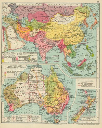 Europa in Asien bis 1914. Australische Erkundung und Besiedlung (Farblithografie) von English School