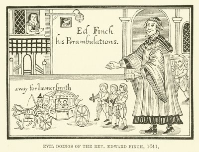 Böse Taten des Reverend Edward Finch, 1641 von English School