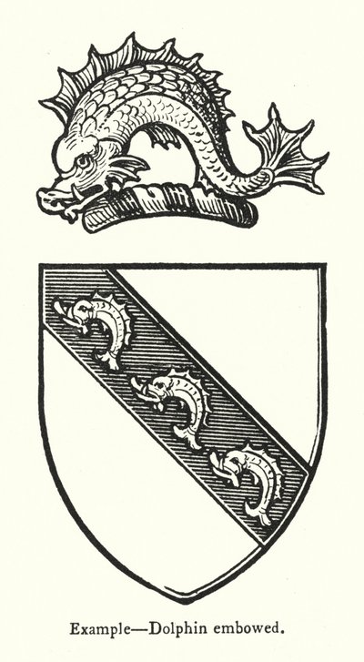 Beispiel, Delphin gebogen (Gravur) von English School