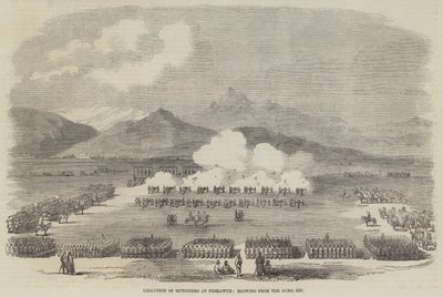 Hinrichtung von Meuterern in Peshawur, durch Kanonen von English School