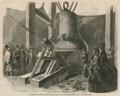Experiment mit dem Hammer auf der großen Glocke für die Westminster-Uhr von English School