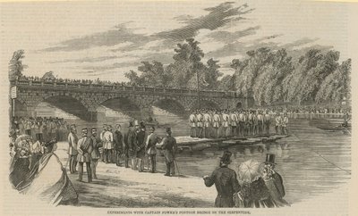 Experimente mit Captain Fowkes Pontonbrücke auf der Serpentine, Hyde Park von English School