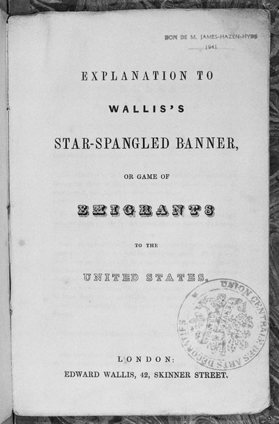 Erklärung des Spiels des Sternenbanners oder Auswanderer in die Vereinigten Staaten, um 1840 von English School