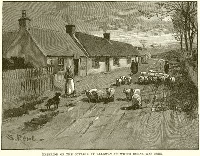 Außenansicht des Cottage in Alloway, in dem Burns geboren wurde von English School