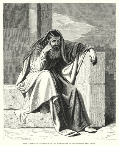 Ezechiel zeigt Resignation gegenüber der Verfügung Gottes, Ezechiel XXIV von English School