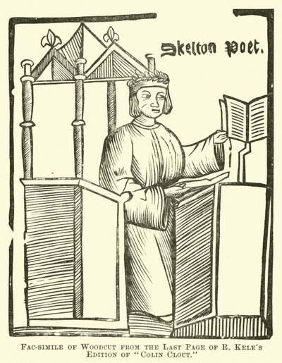 Faksimile eines Holzschnitts von der letzten Seite der R. Kele-Ausgabe von Colin Clout von English School