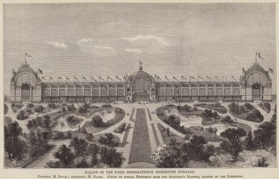 Fassade des Pariser Internationalen Ausstellungsgebäudes (Stich) von English School