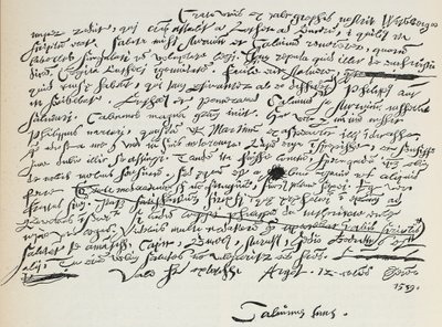 Faksimile von Calvins Handschrift, Illustration aus Die Geschichte des Protestantismus von James Aitken Wylie, veröffentlicht 1878 von English School