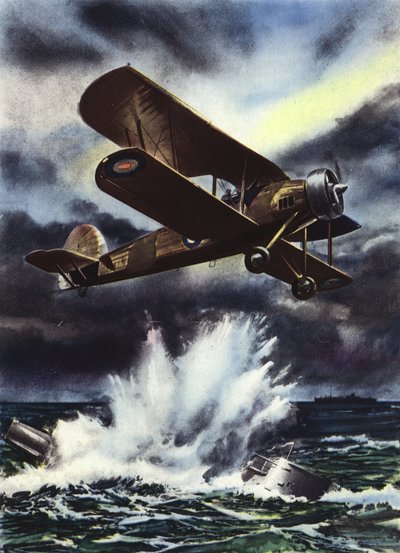 Fairey Swordfish versenkt ein U-Boot in der Nordsee von English School