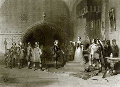 Fairfax vor der Gräfin von Derby von English School