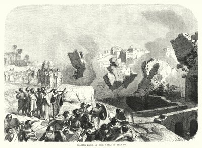 Der Einsturz der Mauern von Jericho (Gravur) von English School