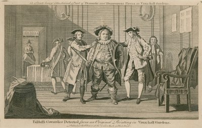 Falstaffs Feigheit entdeckt, aus einem Originalgemälde in den Vauxhall Gardens, London von English School