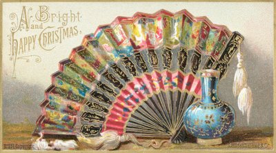 Fächer mit Etui, Weihnachtskarte von English School