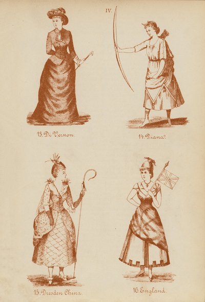 Kostüme: Di Vernon, Diana, Dresdner Porzellan, England (Lithografie) von English School