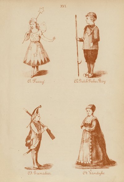 Kostüme: Fee, Holländischer Fischerjunge, Grenadier, Vandyke von English School
