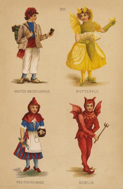 Kostüme: Maltesischer Wasserträger, Schmetterling, Rotkäppchen, Kobold von English School
