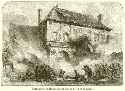 Bauernhaus von Hougoumont auf dem Schlachtfeld von Waterloo von English School