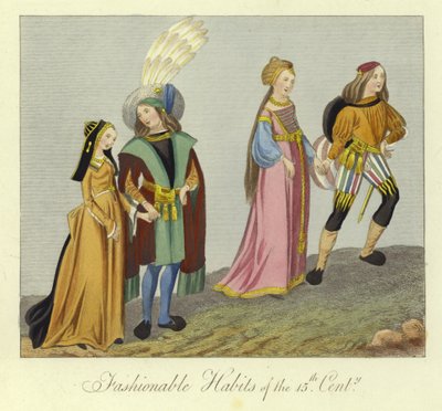 Modische Gewänder des 15. Jahrhunderts von English School