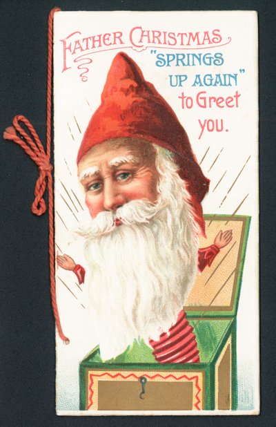 Weihnachtsmann-Jack-in-the-Box, Weihnachtskarte von English School