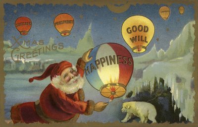 Weihnachtsmann lässt Ballons steigen von English School