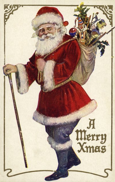 Weihnachtsmann mit einem Sack voller Spielzeug von English School